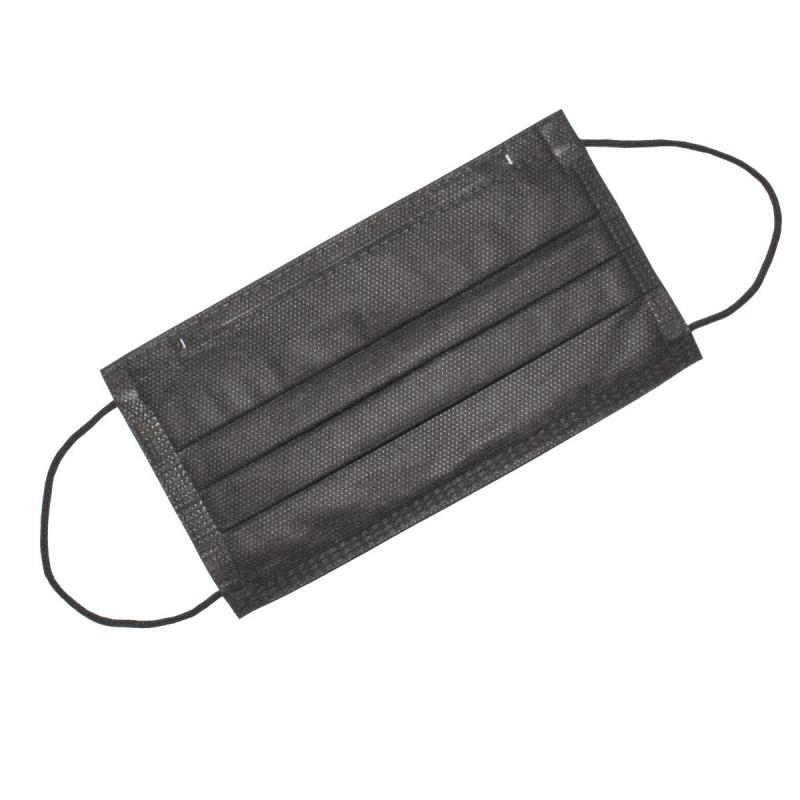 Маска медицинская 3-х сл, резинка, черная, Sense, картон 50шт/уп