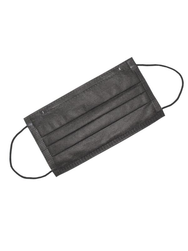 Маска медицинская 3-х сл, резинка, черная, Sense, картон 50шт/уп