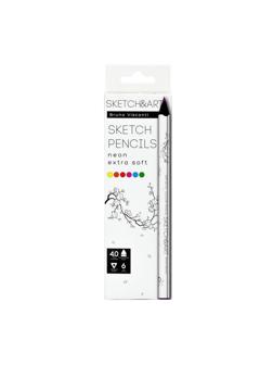 Набор карандашей СКЕТЧ-КАРАН.ЦВЕТSKETCH&ARTУТОЛ.,4 ММ,НЕОН.6ЦВ,30-0118/02