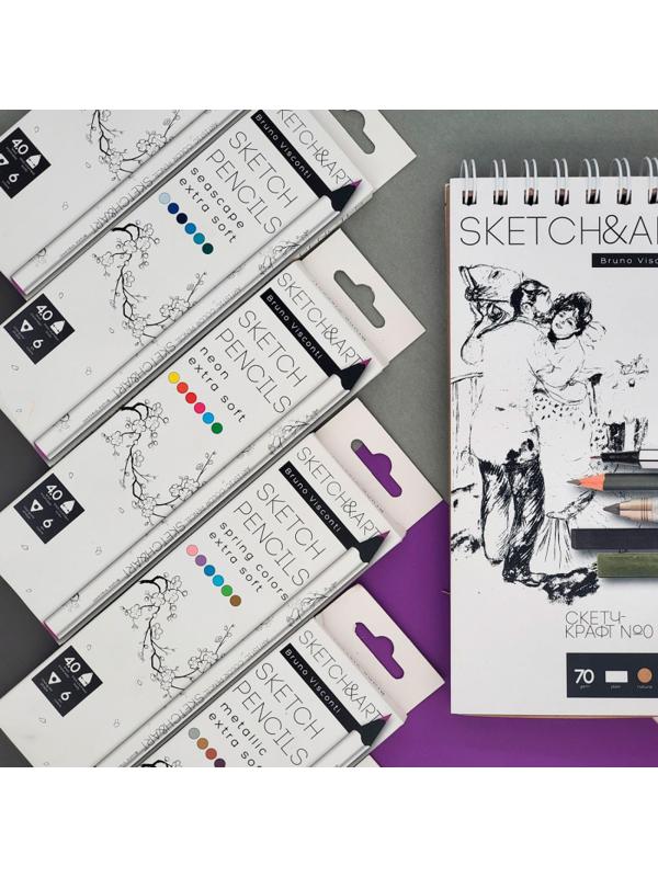 Набор карандашей СКЕТЧ-КАРАН.ЦВЕТSKETCH&ARTУТОЛ.,4 ММ,НЕОН.6ЦВ,30-0118/02