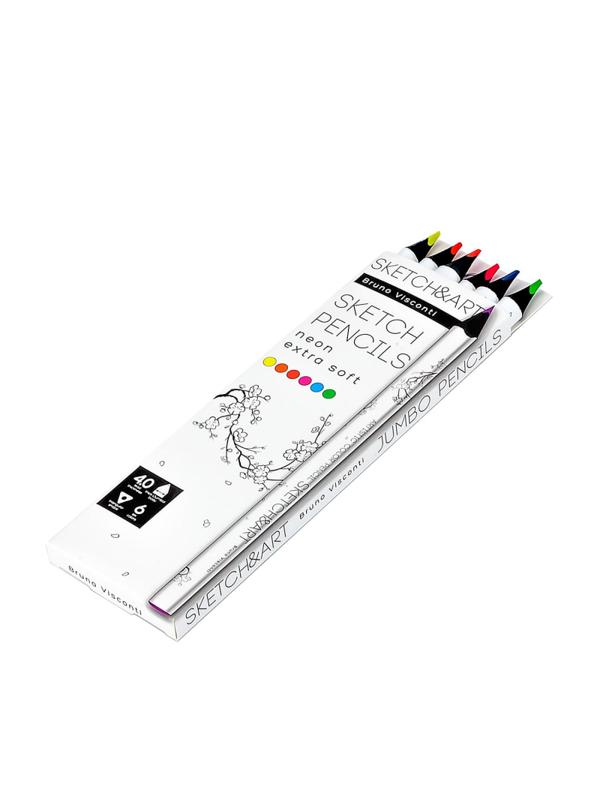 Набор карандашей СКЕТЧ-КАРАН.ЦВЕТSKETCH&ARTУТОЛ.,4 ММ,НЕОН.6ЦВ,30-0118/02