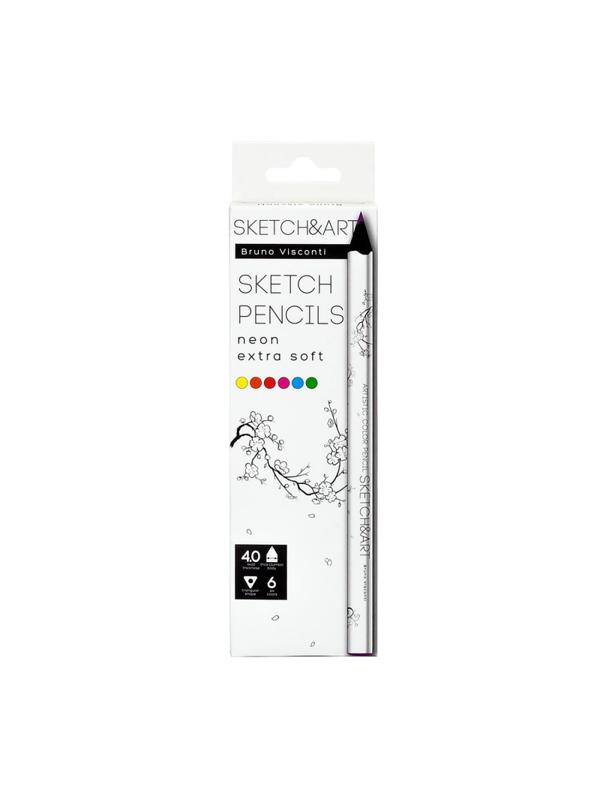 Набор карандашей СКЕТЧ-КАРАН.ЦВЕТSKETCH&ARTУТОЛ.,4 ММ,НЕОН.6ЦВ,30-0118/02