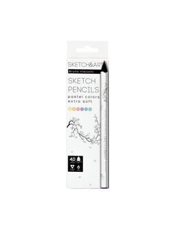 Набор карандашей СКЕТЧ-КАРАНД.ЦВЕТSKETCH&ARTУТОЛ,4 ММ,ПАСТ.6ЦВ,30-0118/03