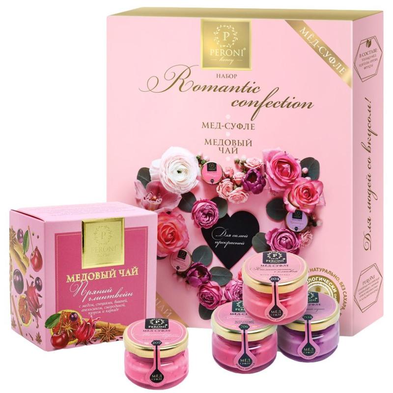 Набор меда и чая Romantic Confection 4х30мл+чай Пряный глинтвейн 35г 606123