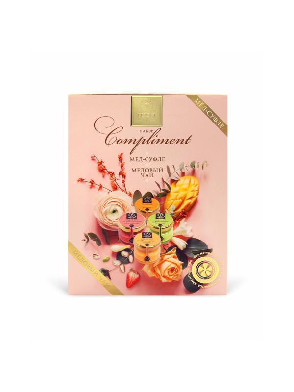 Набор меда и чая Compliment 4х30мл+чай Хвойный апельсин 35г 606124