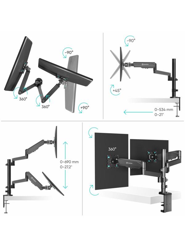 Кронштейн Onkron G140, TV 13-32, для 2-ух мон, настольный, чер