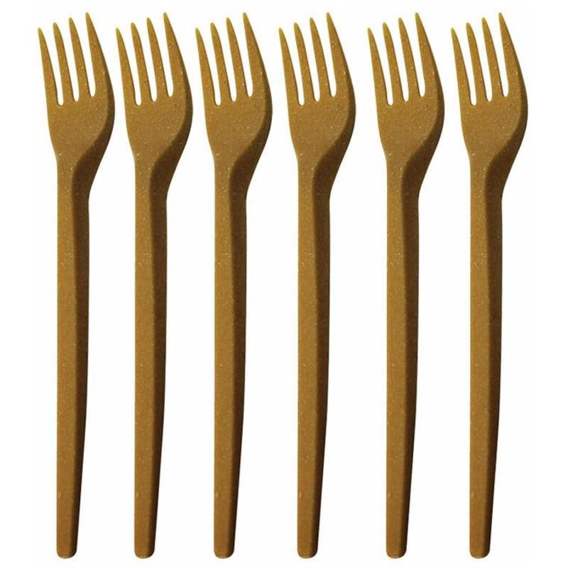 Вилка одноразовая 168мм,золот.-охристого до коричн,древесн. волокно,50шт/уп