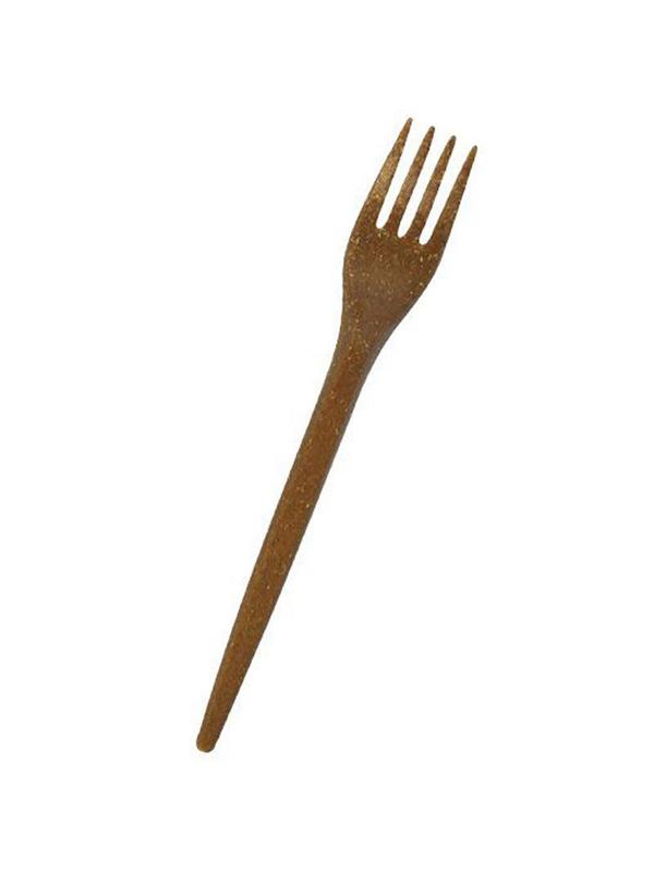 Вилка одноразовая 168мм,золот.-охристого до коричн,древесн. волокно,50шт/уп