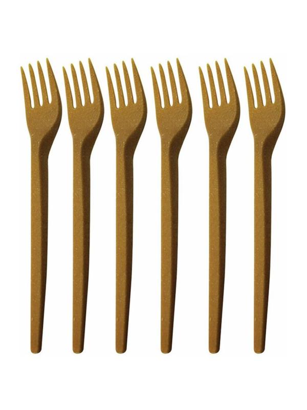 Вилка одноразовая 168мм,золот.-охристого до коричн,древесн. волокно,50шт/уп