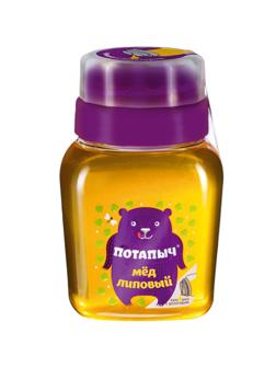 Мед Потапыч натуральный липовый,стекло, пластик.банка с дозатором, 500г