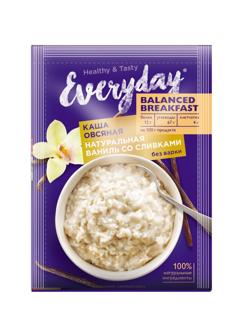 Каша Everyday овсяная Vegan Breakfast Натур.ваниль,мед,миндаль, 15штx37г/уп