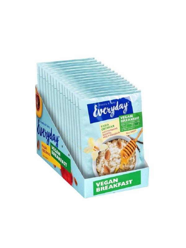 Каша Everyday овсяная Vegan Breakfast Натур.ваниль,мед,миндаль, 15штx37г/уп