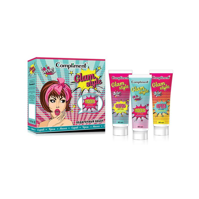 Подарочный набор Compliment GLAM STYLE скраб+крем+маска,3х80мл