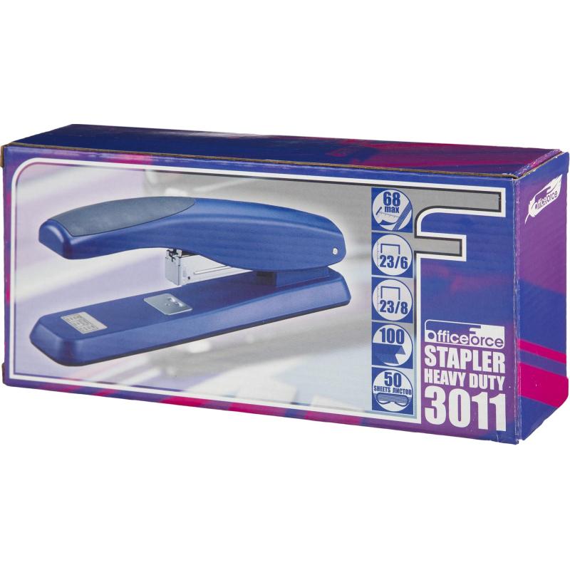 Степлер Office Force 3011 Heavy Duty,синий,50л,23/6/8,глуб.68мм