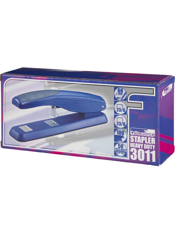 Степлер Office Force 3011 Heavy Duty,синий,50л,23/6/8,глуб.68мм