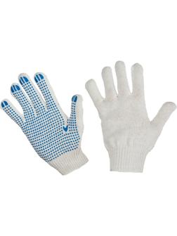 Перчатки защитные трикотажные с ПВХ Точка 4 нити 40-42гр 10кл (50 пар/уп)