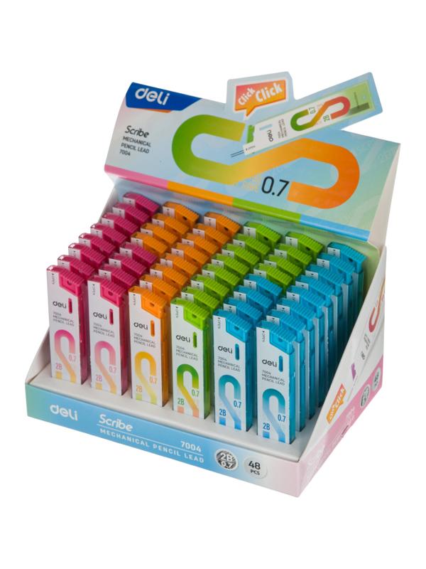 Стержень микрографический Deli 0,7 мм 2B,упаковка в ассортименте,20 шт