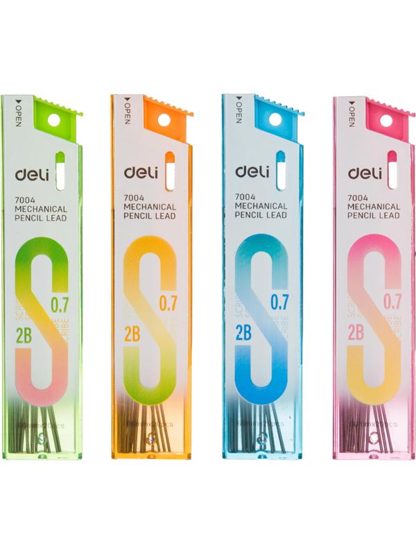 Стержень микрографический Deli 0,7 мм 2B,упаковка в ассортименте,20 шт