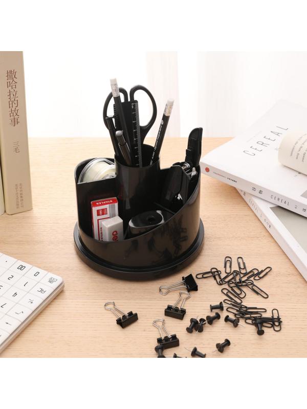 Набор настольный Deli E38251A 17 предметов черный вращающийся