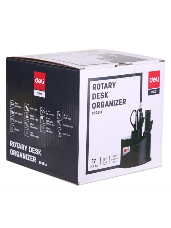 Набор настольный Deli E38251A 17 предметов черный вращающийся