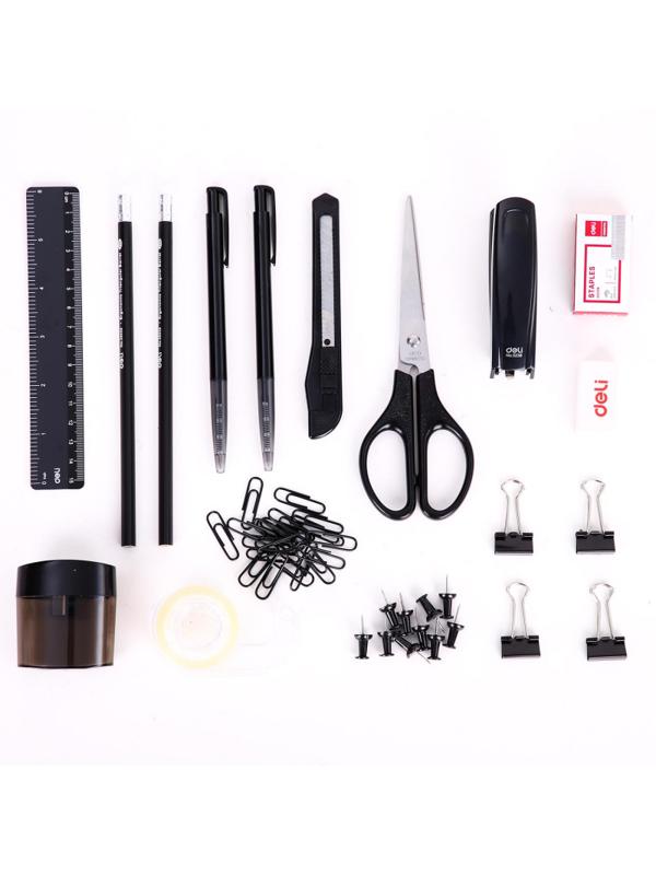 Набор настольный Deli E38251A 17 предметов черный вращающийся