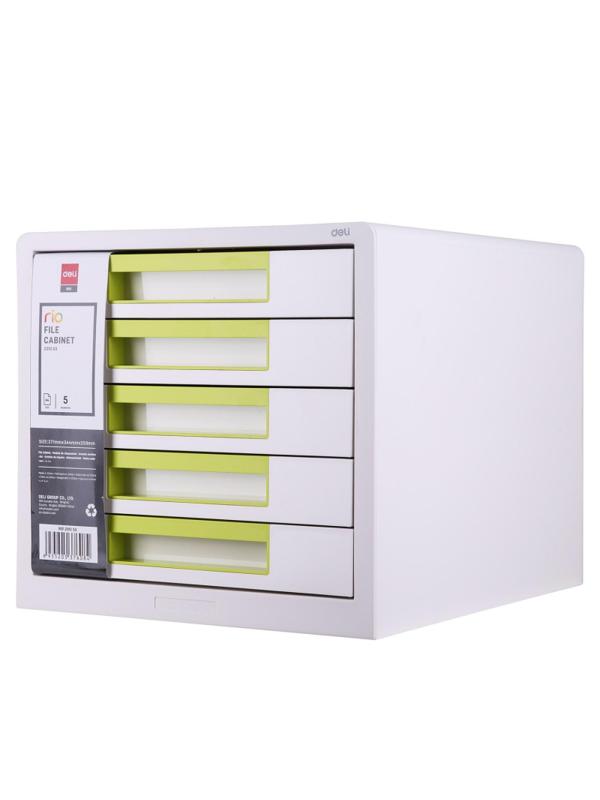 Бокс с выдвижными лотками Deli Rio EZ01053, 5 выдвиж лотков A4 бело-зеленый