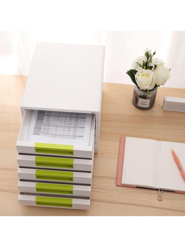 Бокс с выдвижными лотками Deli Rio EZ01053, 5 выдвиж лотков A4 бело-зеленый