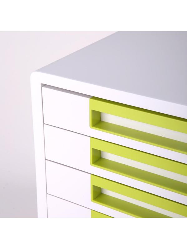 Бокс с выдвижными лотками Deli Rio EZ01053, 5 выдвиж лотков A4 бело-зеленый