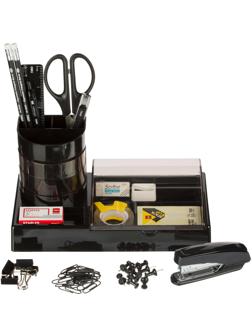 Набор настольный Deli E38254 16 предметов черный/ прозрачный