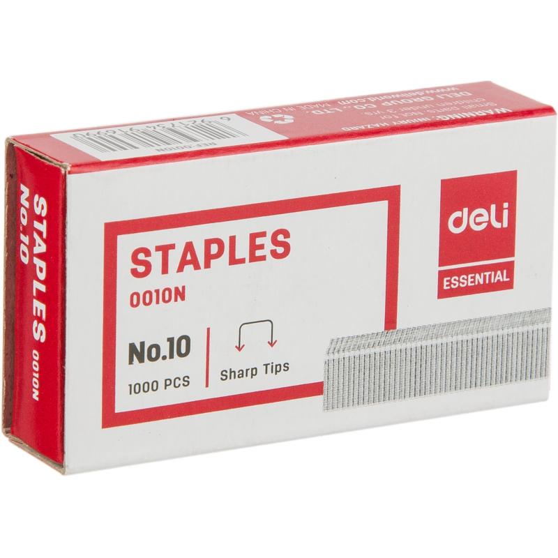 Скобы для степлера №10 Deli E0010N оцинкованные, 1000 шт./уп