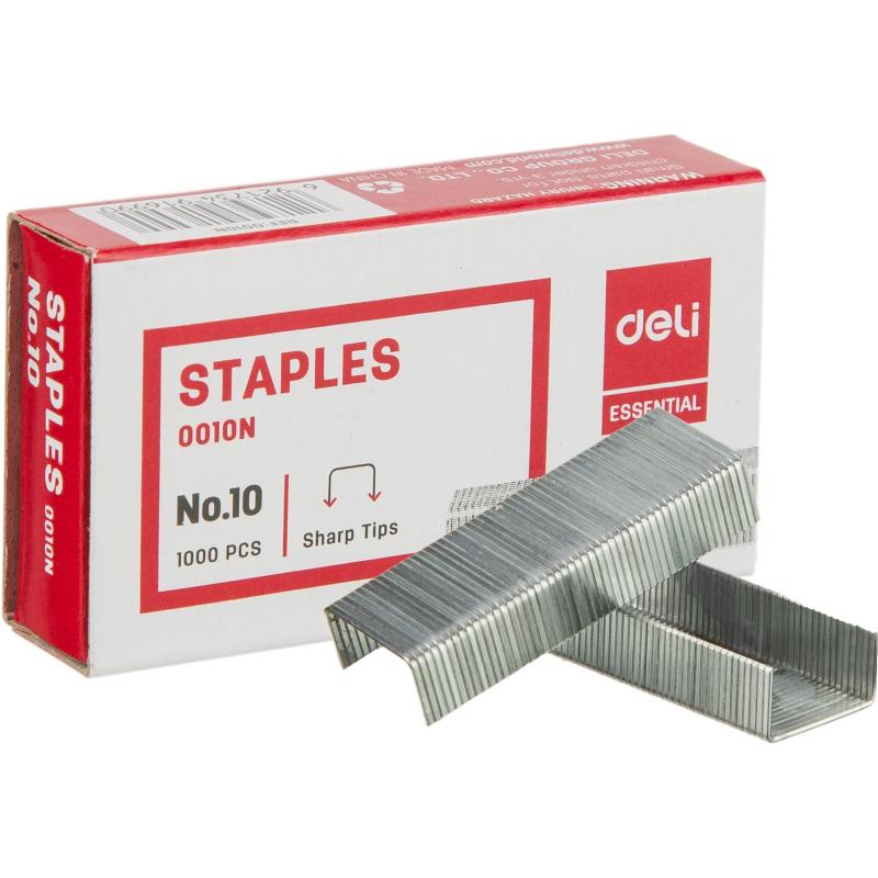 Скобы для степлера №10 Deli E0010N оцинкованные, 1000 шт./уп
