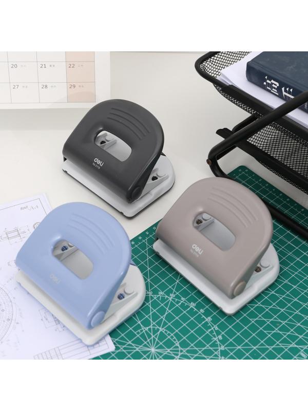 Дырокол Deli PRO до 25 листов, с линейкой,сталь,в картонной коробке,ассорти