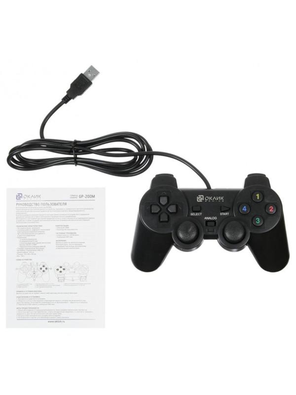 Геймпад проводной Oklick GP-200M черный USB виброотдача
