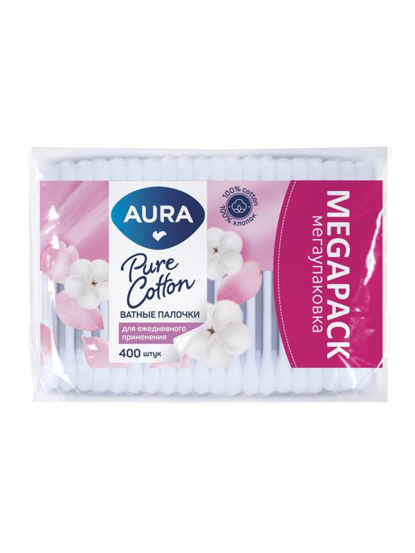 Палочки ватные AURA Beauty п/э пакет 400шт/уп