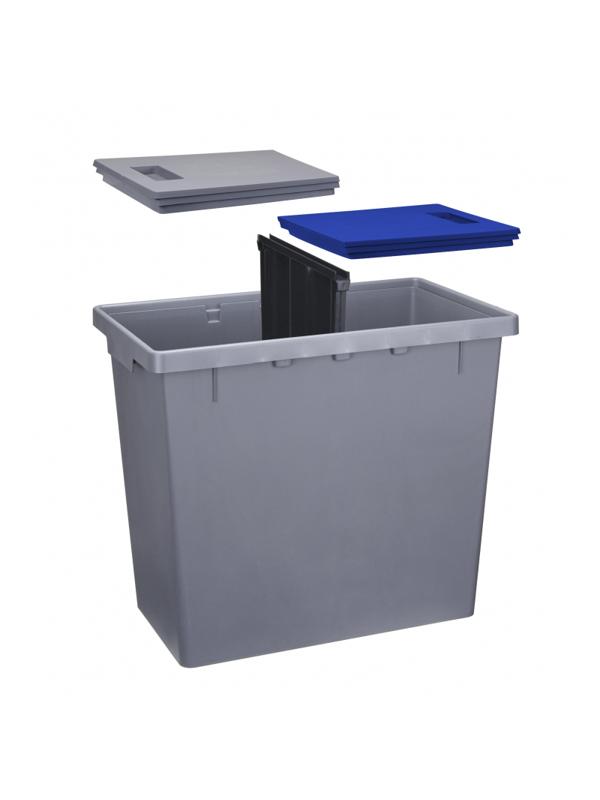 Контейнер для раздельного сбора мусора Idea 2x20 л пл с/син/че (42x29x49см)
