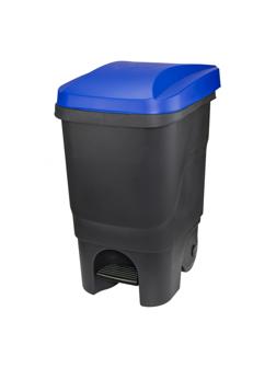 Контейнер-бак мусорный IDEA 60л с педалью на колесах синяя крышка