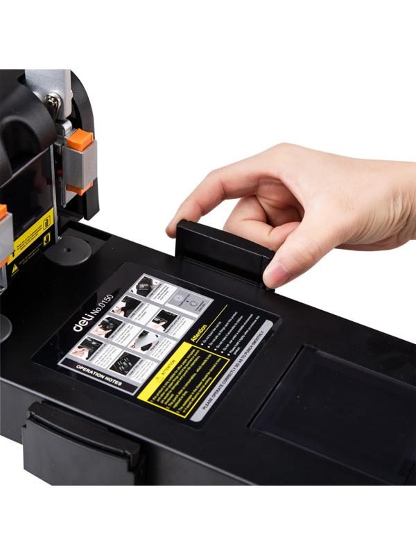 Дырокол мощный Deli E0150 до 150 лис.,с линейкой,сталь,картонная уп.,черный