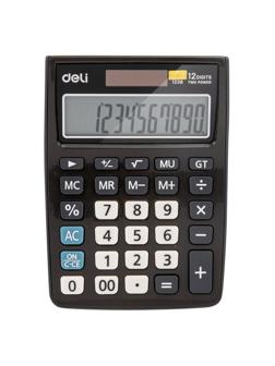 Калькулятор настольный КОМПАКТНЫЙ Deli 12раз, дв.питание,сер E1238BLACK