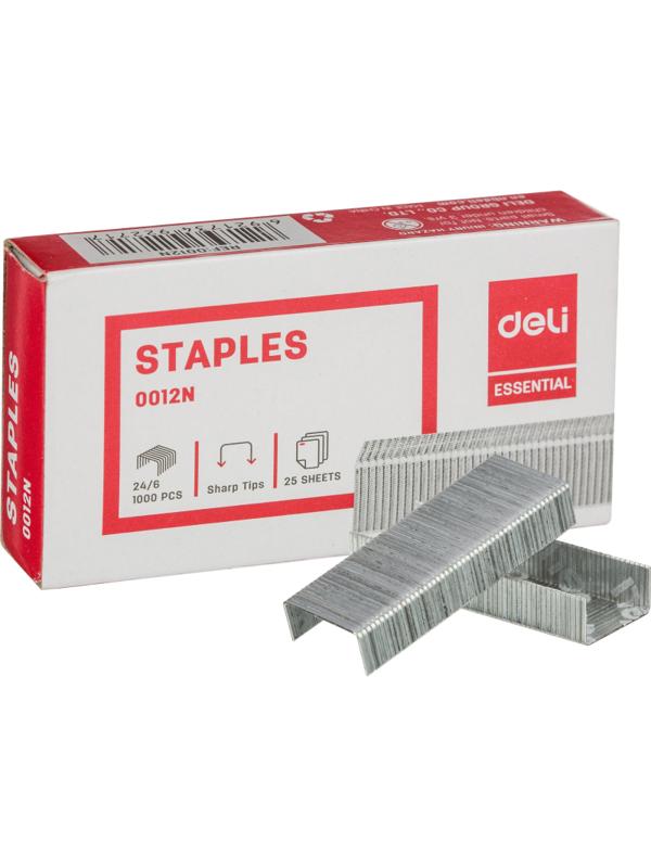 Скобы для степлера №24/6 Deli E0012N оцинкованные, 1000 шт./уп