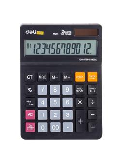 Калькулятор настольный ПОЛНОРАЗМЕРНЫЙ Deli, 12-разр,дв.питание,черн EM01420