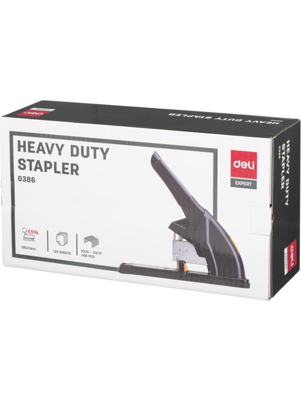 Степлер мощный Deli Effortless E0386(N23/6-23/17)до120л,энергосб,пл/мет,асс