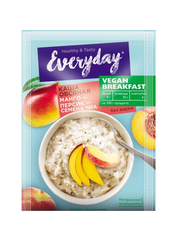 Каша Everyday VEGAN Breakfast овсяная Манго-персик-семена чиа, 15штx36г/уп
