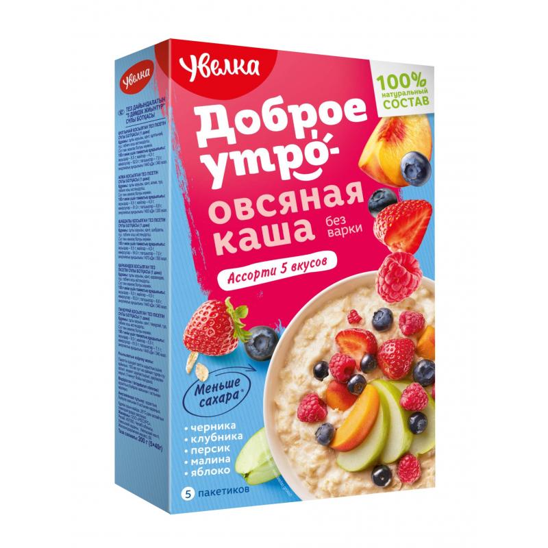 Каша Увелка овсяная ассорти, 5штx40г/уп