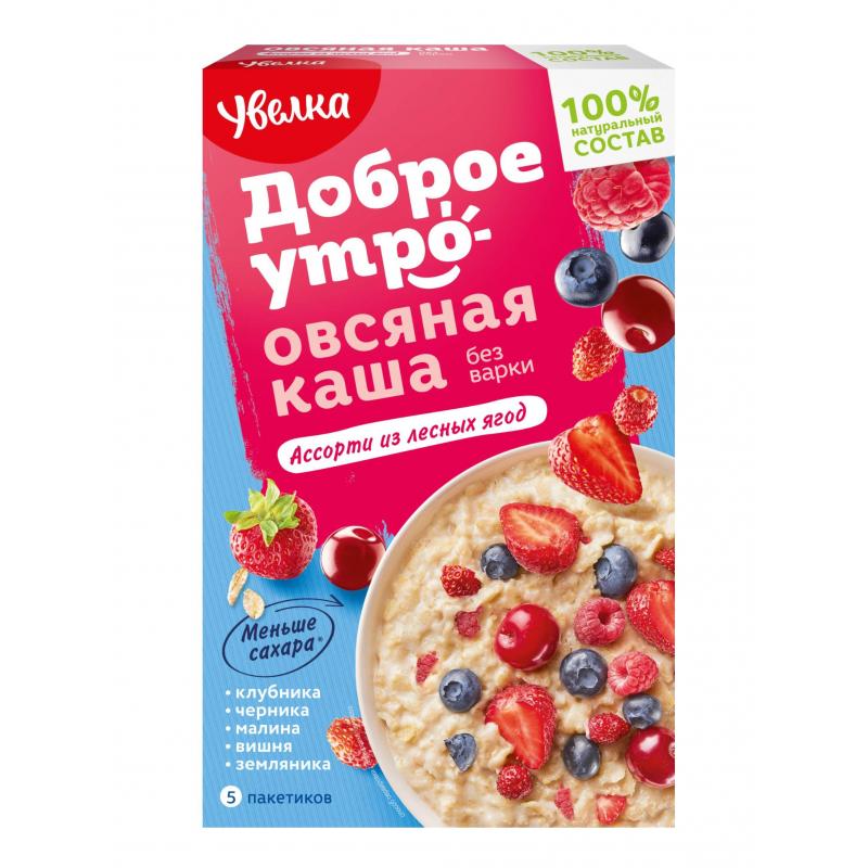 Каша Увелка овсяная Ассорти из лесных ягод, 5штx40г/уп