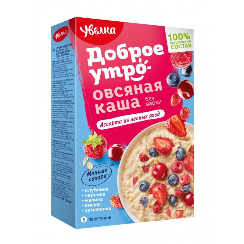 Каша Увелка овсяная Ассорти из лесных ягод, 5штx40г/уп