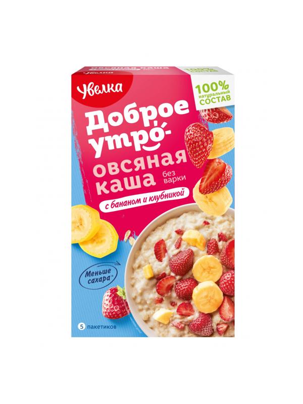 Каша Увелка овсяная с бананом и клубникой, 5штx40г/уп