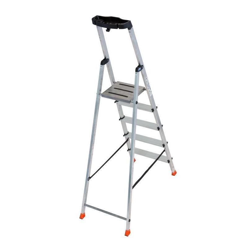 Стремянка складная Krause SAFETY 5 ступеней с полочкой 128959