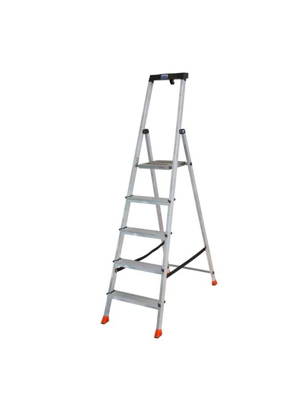 Стремянка складная Krause SAFETY 5 ступеней с полочкой 128959