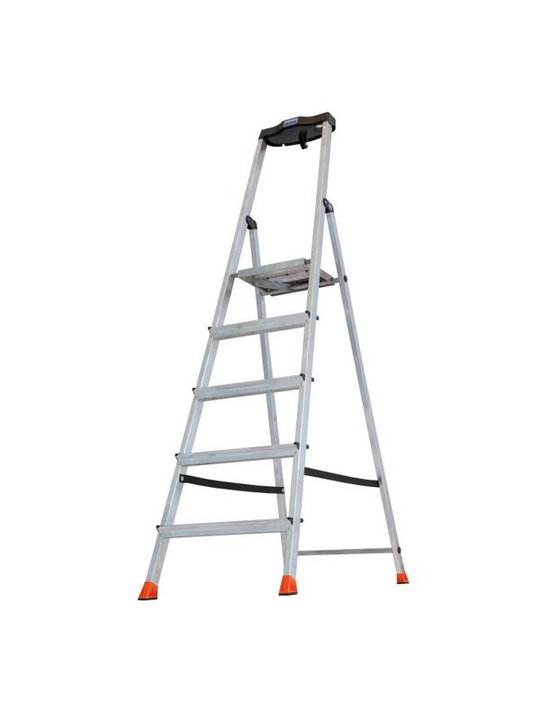 Стремянка складная Krause SAFETY 5 ступеней с полочкой 128959