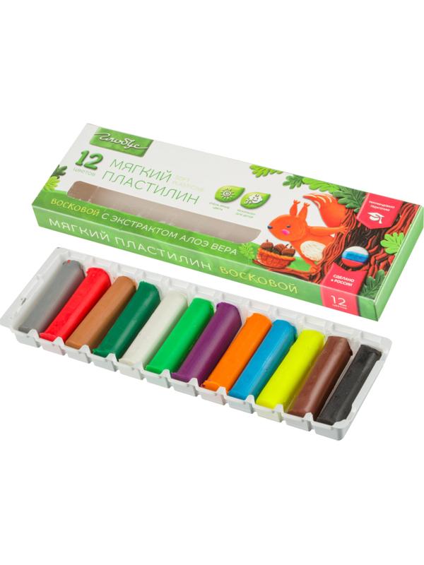 Пластилин Глобус супер мягкий с экстрактом алоэ вера 12цв(180гр.),ПЛ12-01МВ